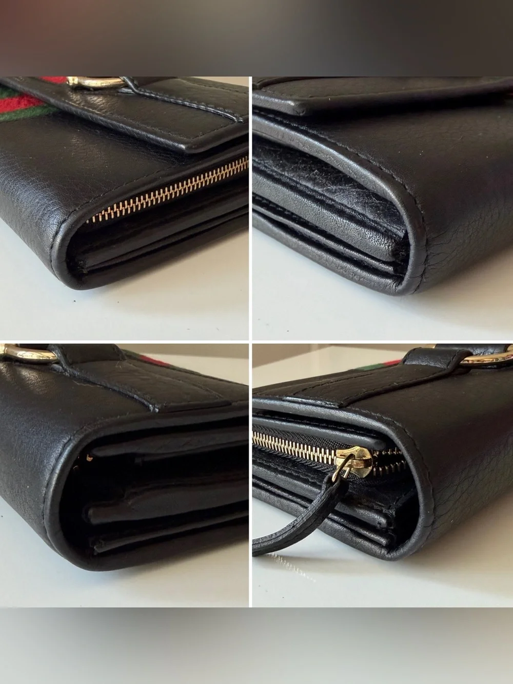 Gucci Horsebit Web Wallet On Chain Black Leather WOC Detachable Strap - Picture 7 of 15